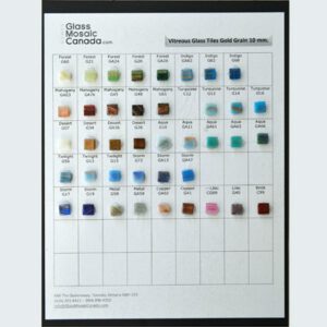 Vitreous Glass Tiles Sample Board, Gold Grain 10mm