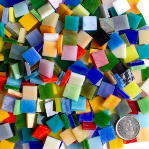 SALE (58) STAINED GLASS squares 10x10mm.